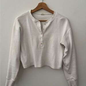 Wilfred Cropped Henley Pullover - Cream